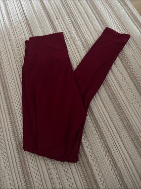 Women's High-Waist Burgundy Leggings